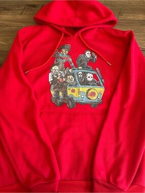 Horror Movie Villains Mystery Machine Graphic Hoodie Red